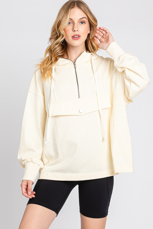 Hoodie Sweatshirt w/Front Pocket Ivory