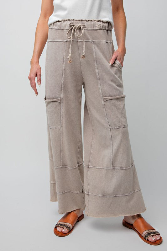 Mineral Washed Terry Knit Pants Mushroom