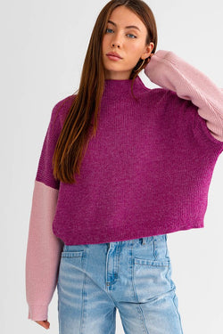 Color Block Oversize Sweater Magenta