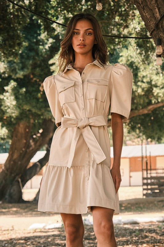 Faux Leather Tiered Mini Dress Cream - Southern Fashion Boutique Bliss Faux Leather Tiered Mini Dress Cream - Southern Fashion Boutique Bliss