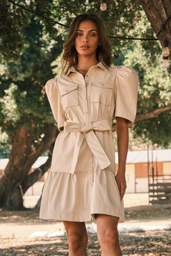 Faux Leather Tiered Mini Dress Cream - Southern Fashion Boutique Bliss Faux Leather Tiered Mini Dress Cream - Southern Fashion Boutique Bliss