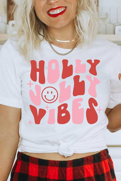 Holly Jolly Vibes Graphic Tee White