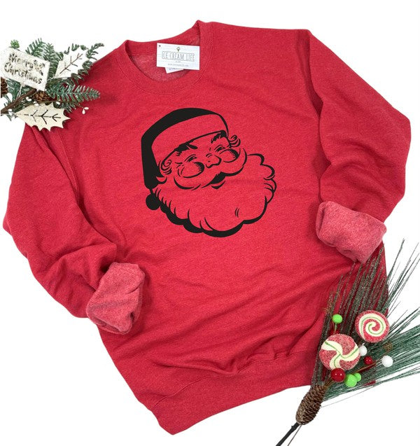 Vintage Santa Graphic Christmas Sweatshirt Red