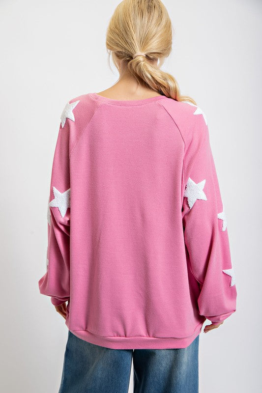 Star Patch Hacci Knit Top Barbie Pink