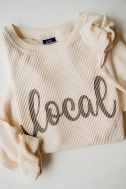 Local Corded Graphic Sweatshirt Top Cream