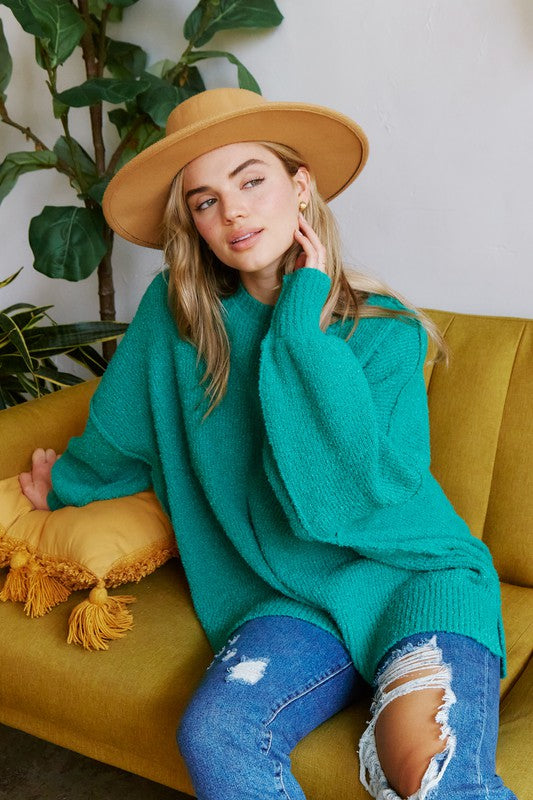 Long Sleeve Knit Sweater Green