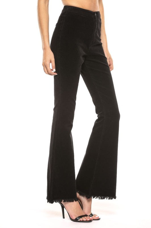 High Rise Corduroy Super Flare Jeans Black - Athens Georgia Women's Fashion Boutique