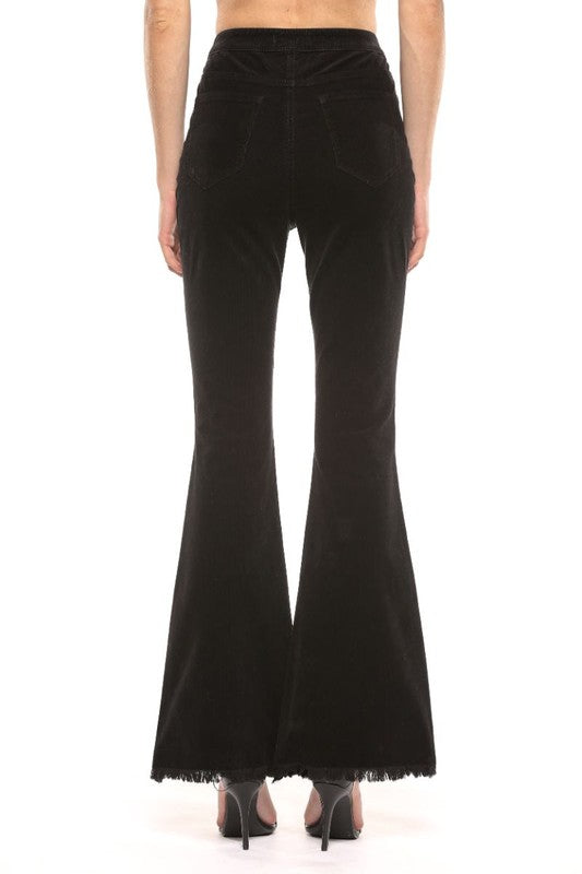 High Rise Corduroy Super Flare Jeans Black - Athens Georgia Women's Fashion Boutique