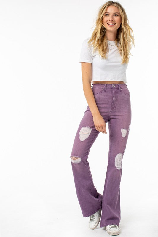 Purple Stretch Denim Flair Jeans Star Fish - Athens Georgia Women's Fashion Boutique