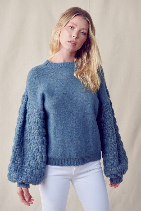 Textured Bubble Sweater Blue