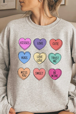Candy Hearts Sweatshirt Grey