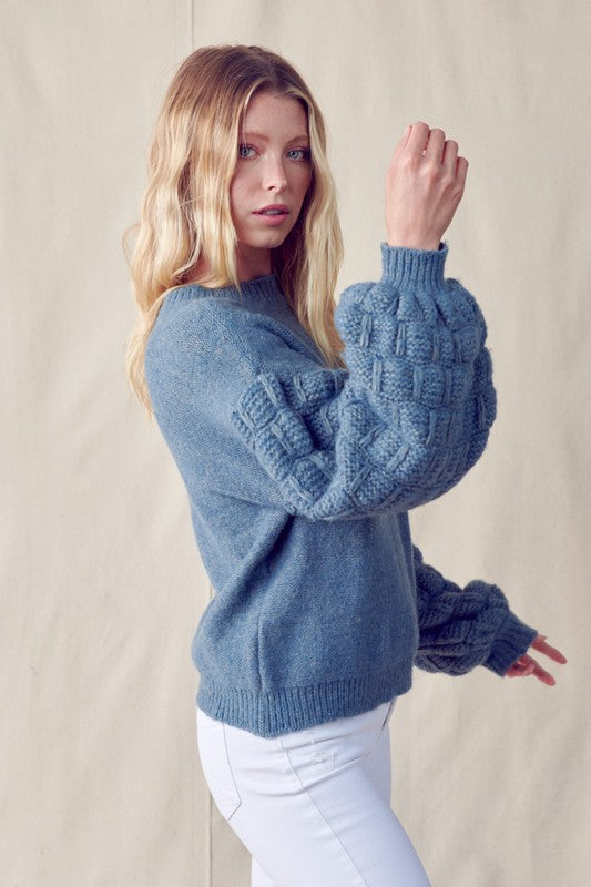 Textured Bubble Sweater Blue