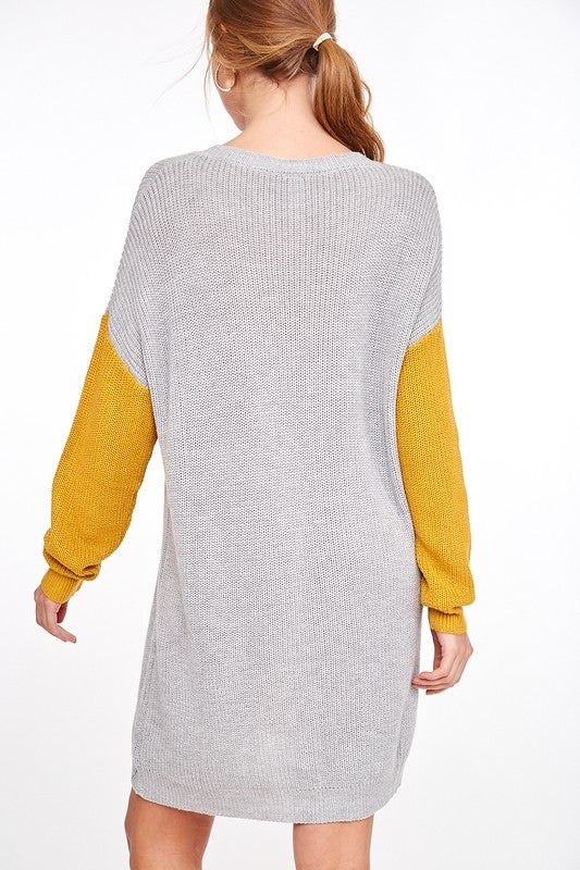 Color Block Sweater Dress Mustard Color Block Sweater Dress Mustard
