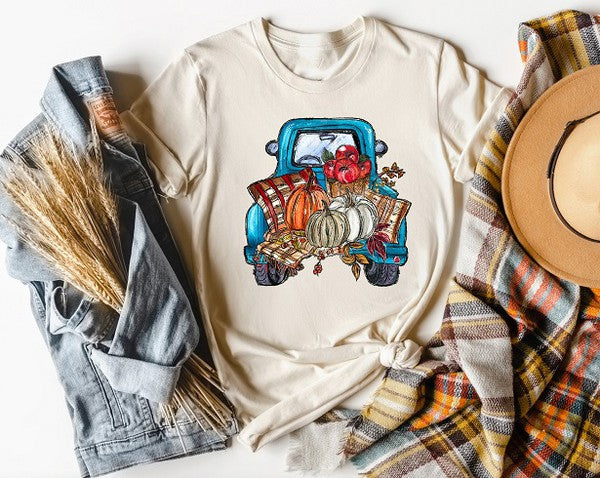 Blue Fall Truck Graphic Tee Natural