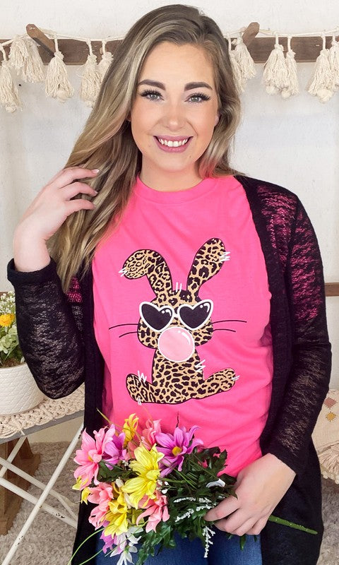 Leopard Bubble Bunny Tee Pink