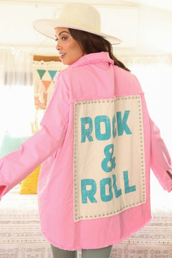Rock & Roll Raw Edge Twill Jacket Pink