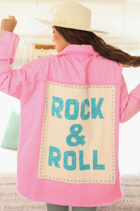 Rock & Roll Raw Edge Twill Jacket Pink