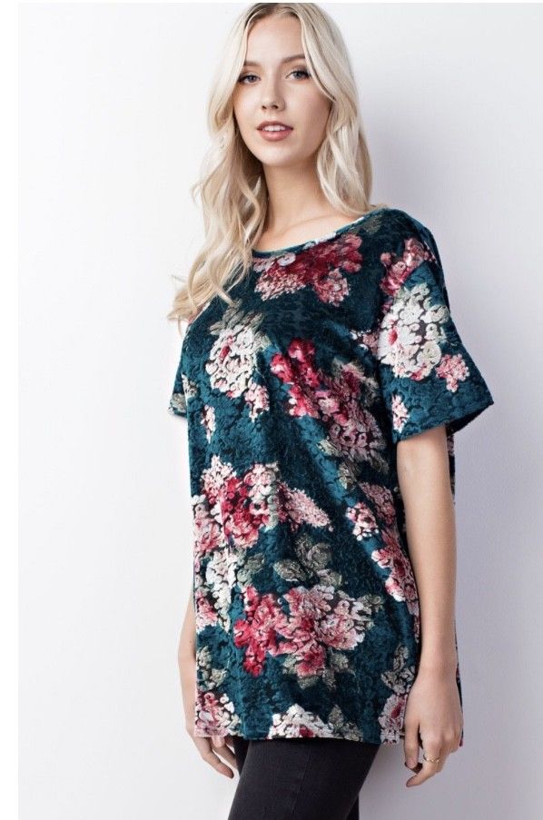 Velvet Burnout Scoop Back Knit Top Teal - Athens Georgia Women's Fashion Boutique