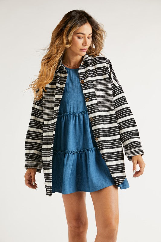 Stripe Button Down Shirt Black