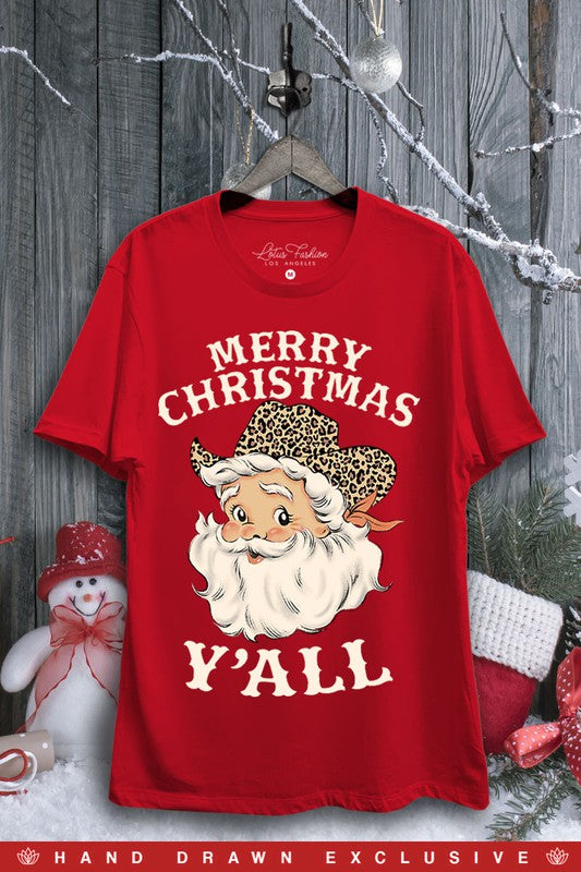 Merry Christmas Y'all Graphic Top Red
