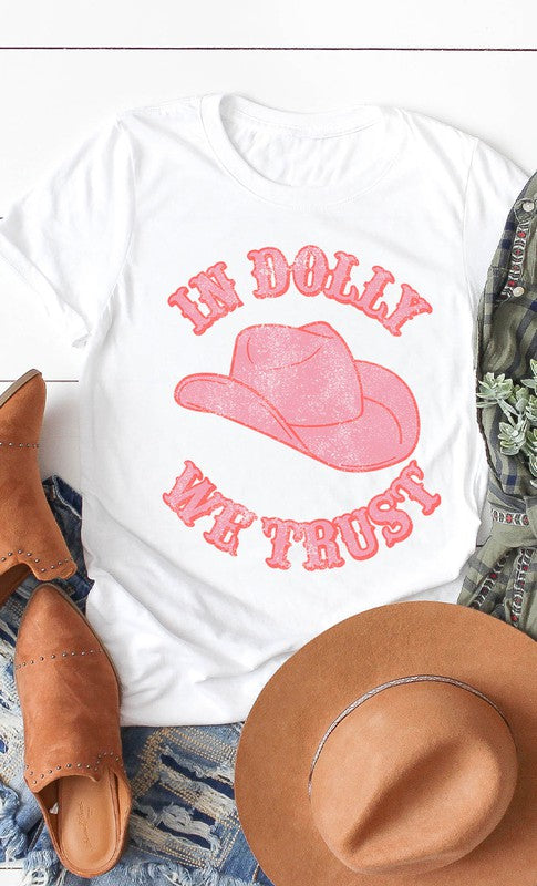 Retro In Dolly We Trust Graphic Tee White