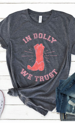 Retro In Dolly We Trust Graphic Tee Charcoal