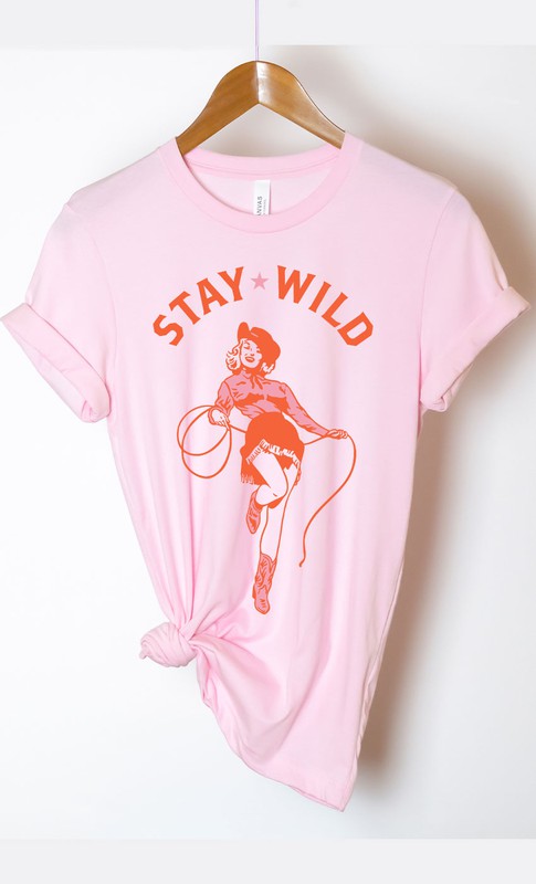 Vintage Stay Wild Cowgirl Graphic Tee Pink