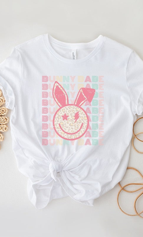 Bunny Babe Leopard Easter Graphic Tee White