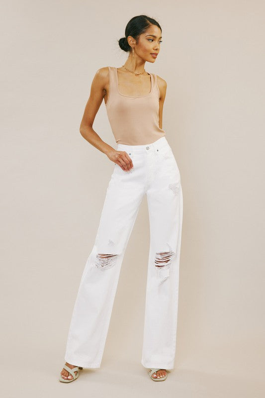 Ultra High Rise Flare Jeans White