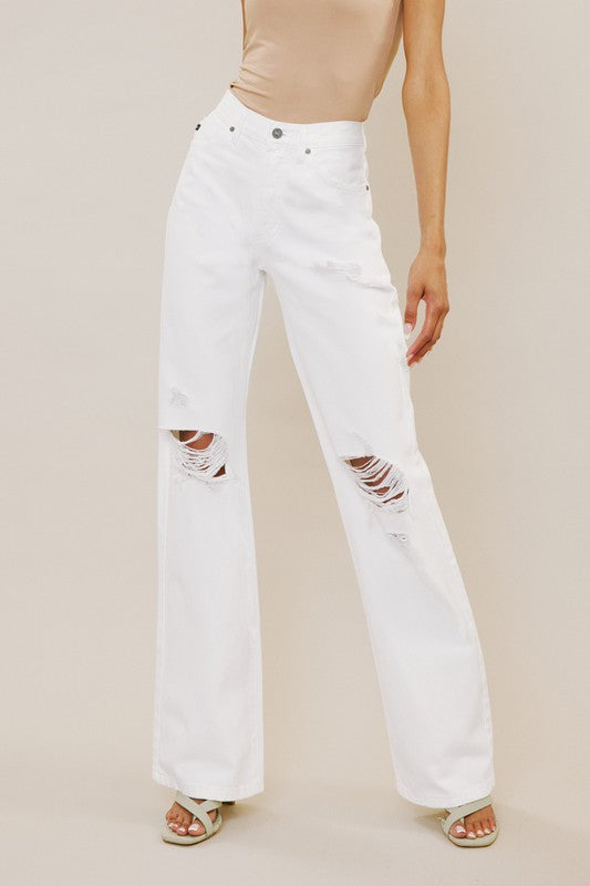 Ultra High Rise Flare Jeans White