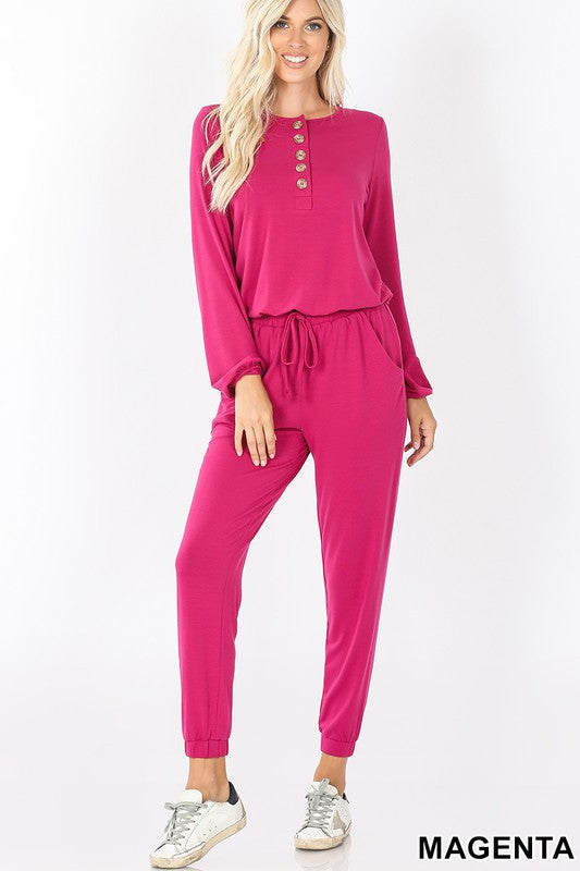 Jogger Jumpsuit with Pockets Magenta