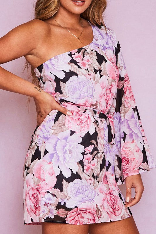 black and pink one shoulder dress pink dress with black Adara
