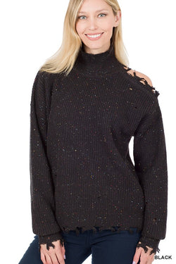 Cutout Turtleneck Sweater Black