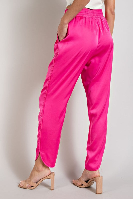 Satin Jogger Pants Hot Pink