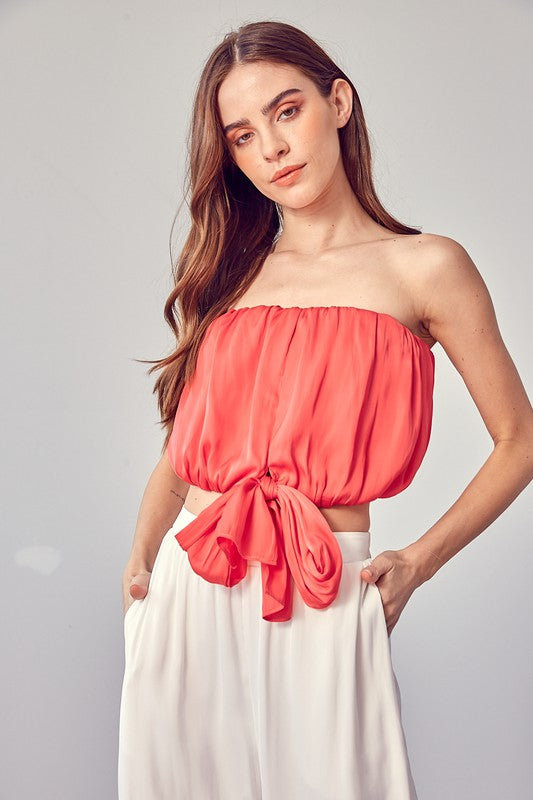 Tube Side Tie Crop Top Pink Punch