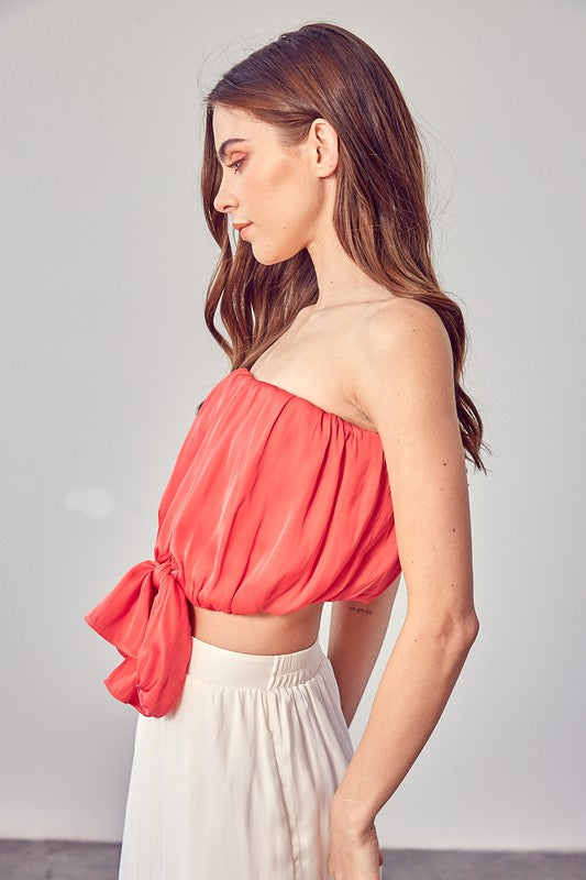 Tube Side Tie Crop Top Pink Punch