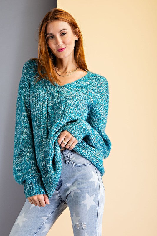 Loose Fit Knit Sweater Teal