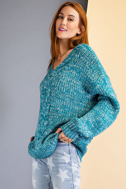 Loose Fit Knit Sweater Teal