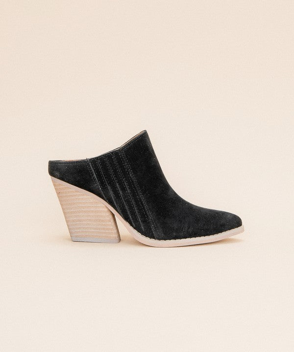 Open Back Chunky Hill Wedge Mule Black
