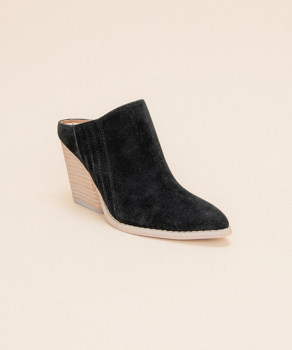 Open Back Chunky Hill Wedge Mule Black