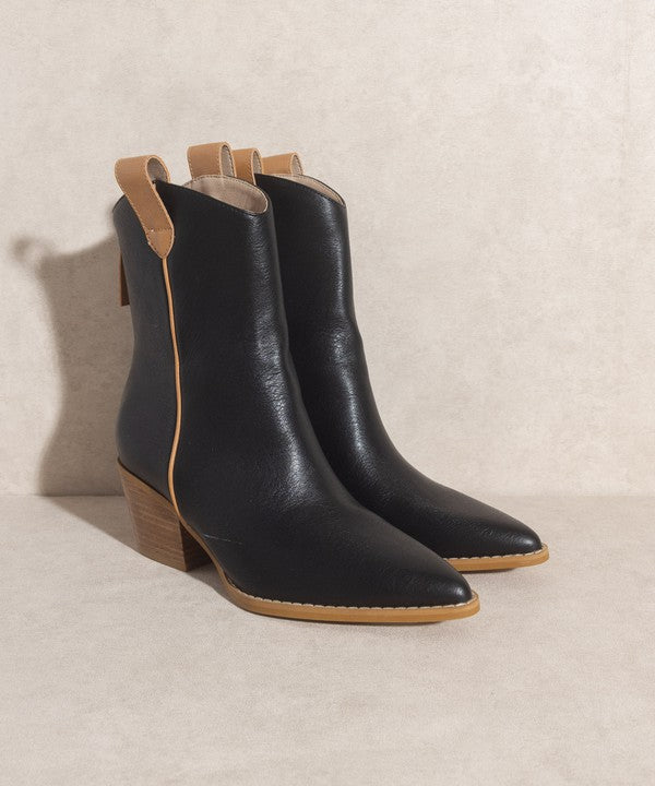 Western Contrast Booties Brooklyn Black