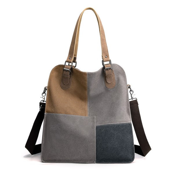 Colorblock Messenger Bag Grey/Tan