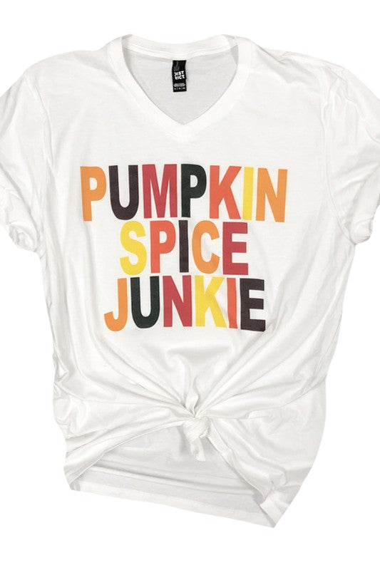 Pumpkin Spice Junkie V Tee White