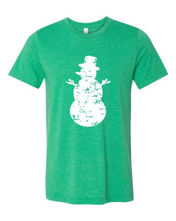Distressed Snowman Softstyle Tee Green