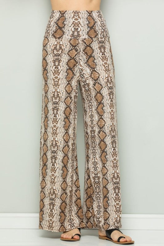 Snake Skin Print Palazzo Pants - Athens Georgia Women's Fashion Boutique
