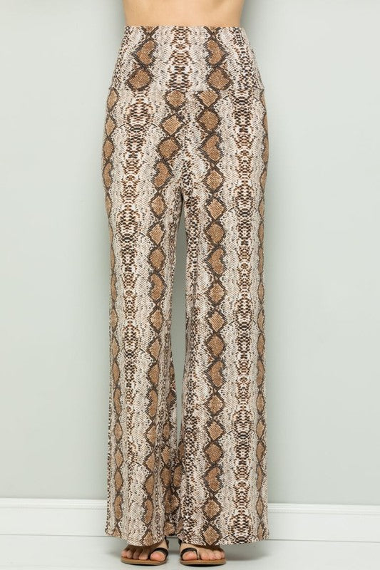 Snake Skin Print Palazzo Pants - Athens Georgia Women's Fashion Boutique
