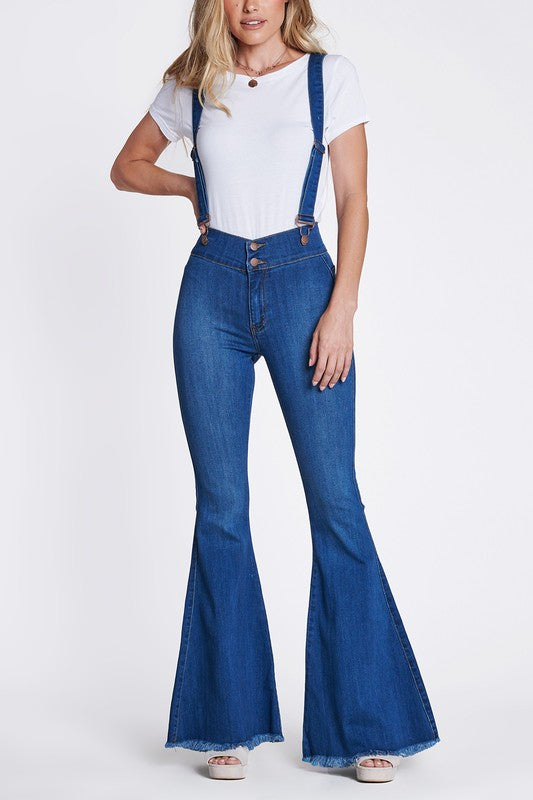 Suspender Flare Jeans Medium Denim