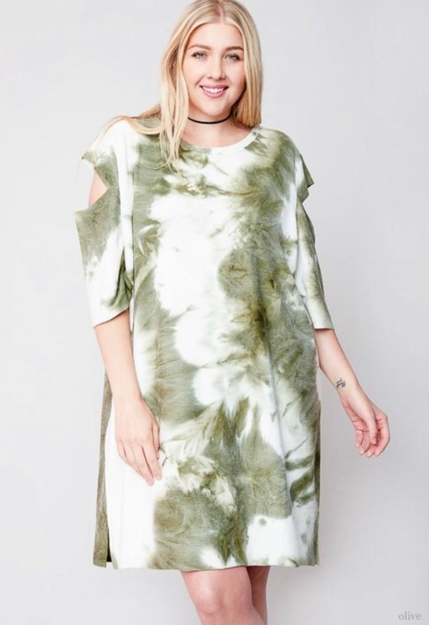 Tie Dye French Terry Dress Olive - Southern Fashion Boutique Bliss Tie Dye French Terry Dress Olive - Southern Fashion Boutique Bliss