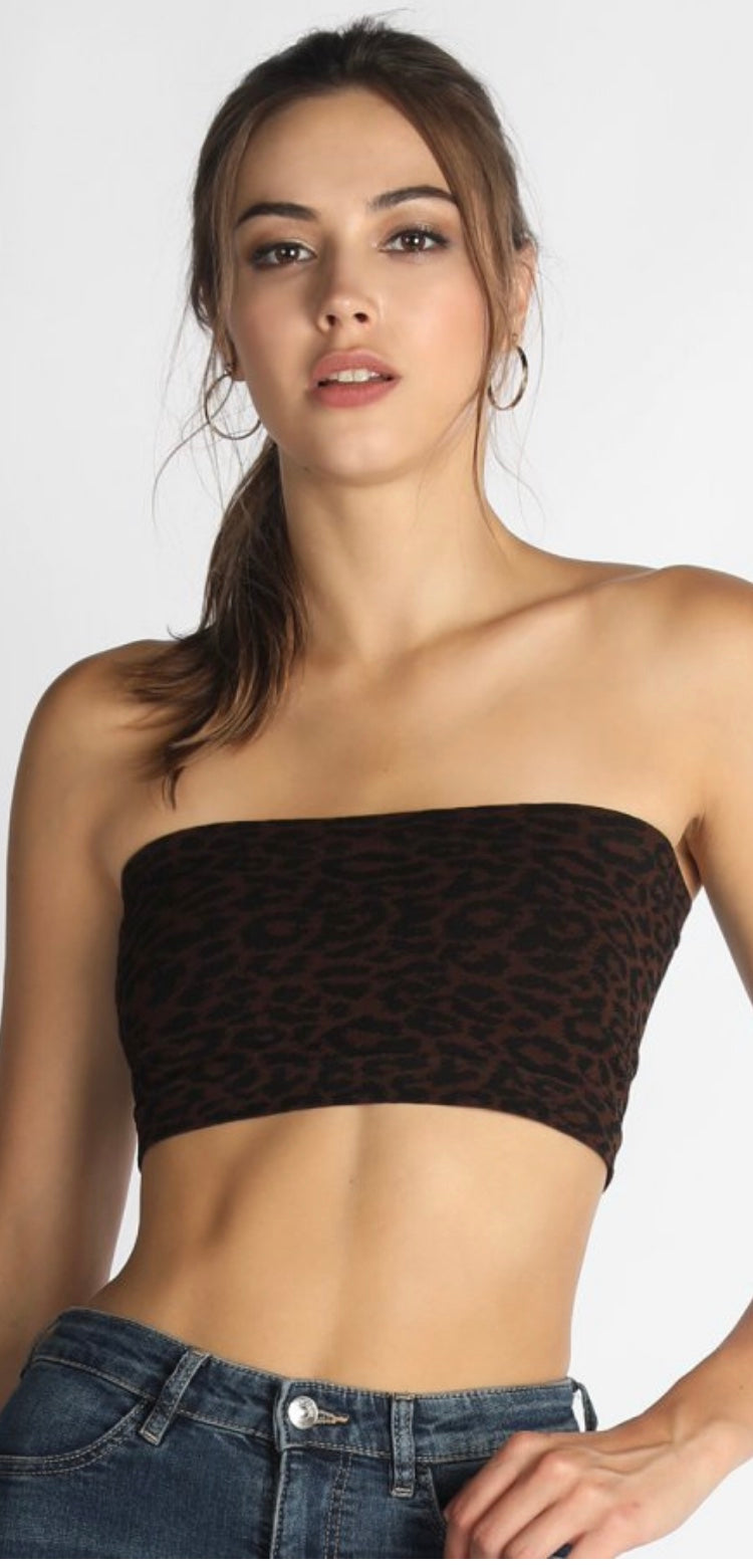 Bandeau Bra Top with Leopard Print Design Brown - Southern Fashion Boutique  Bliss