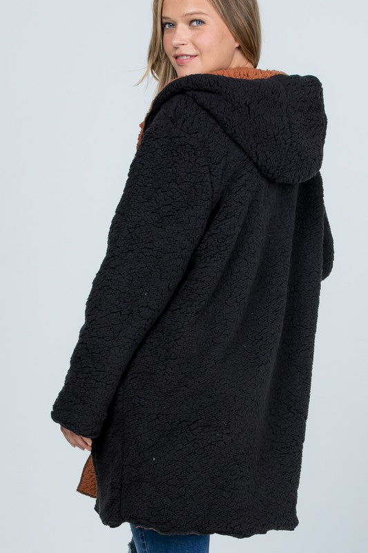 Oversized Teddy Faux Fur Jacket Black